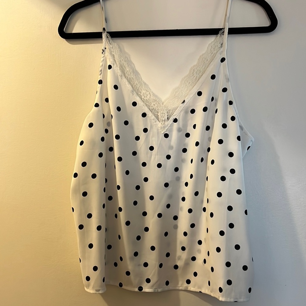 BP white and black polka dot top
